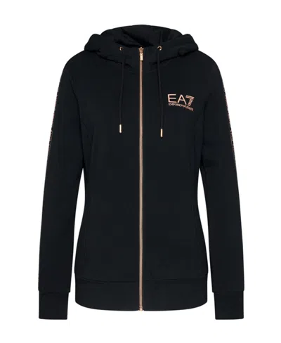 Emporio Armani Logo Zipper Casual Jacket In Black