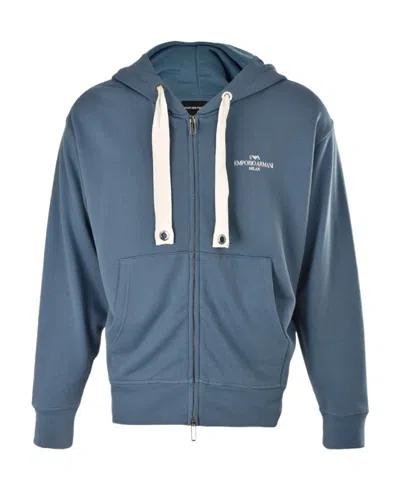 Emporio Armani Logo Zipper Sweatshirt In Blue