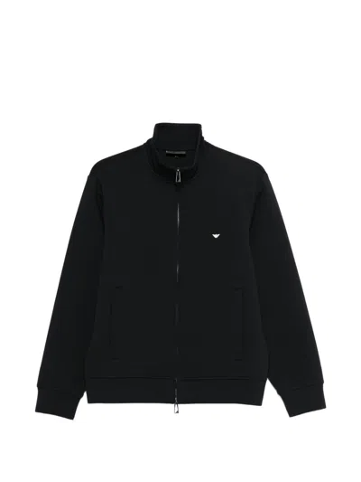 Emporio Armani Logo Zip-up Sweatshirt In Black