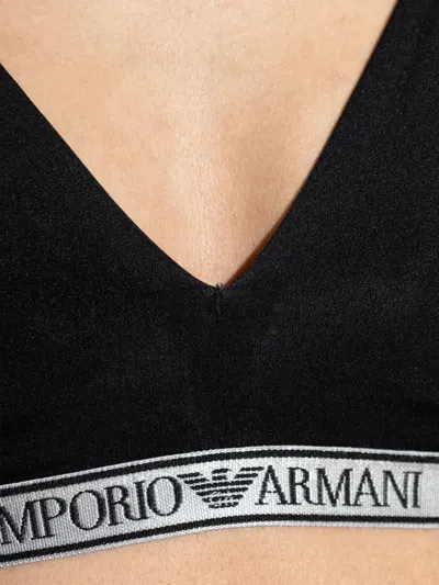 Emporio Armani Logo-band Bra In Black