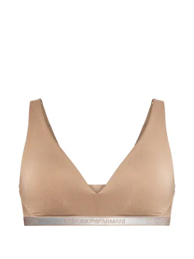 Emporio Armani Logo-band Bra In Pink