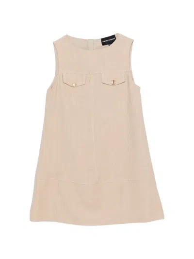 Emporio Armani Kids' Logo-button A-line Dress In Brown