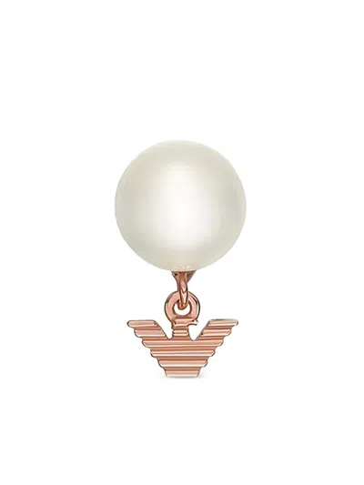 Emporio Armani Logo-charm Pearl Earrings In White