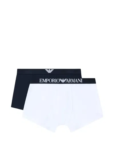 Emporio Armani Logo-detail Boxers (set Of Two) In Blue