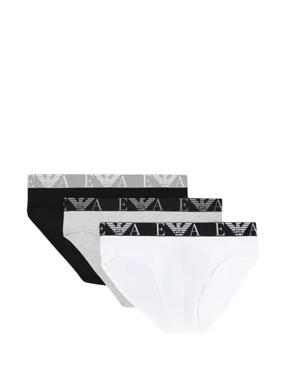 Emporio Armani Logo-detail Briefs (set Of Three) In Multi