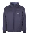 Emporio Armani Reversible Navy Blue Wool Blend Jacket In Blue