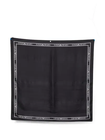 Emporio Armani Silk Scarf Lightweight Square Versatile Size In Black