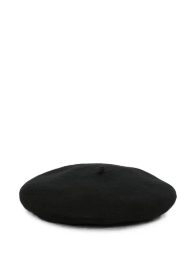 Emporio Armani Logo-embossed Wool Beret In Black