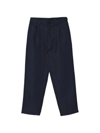 Emporio Armani Kids' Logo-embroidered Chino Pants In Blue