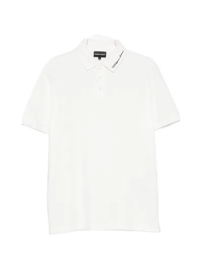 Emporio Armani Logo-embroidered Cotton Polo In White