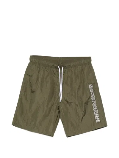 Emporio Armani Swim Shorts Side Pockets Tailored Design In Green