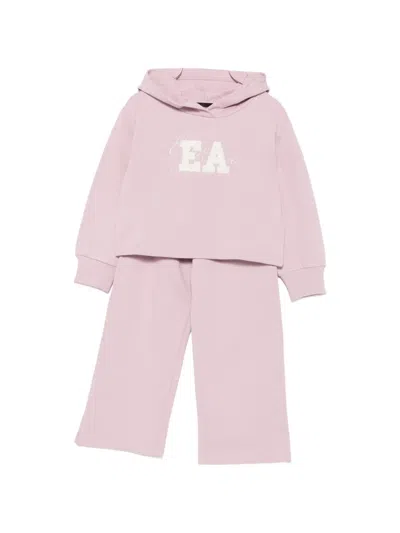 Emporio Armani Kids' Logo-embroidered Hoodie Tracksuit In Pink