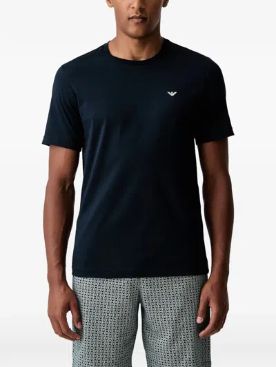 Emporio Armani Logo-embroidered Pajamas In Blue