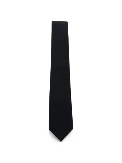 Emporio Armani Logo-embroidered Pointed Tie In Black