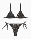 Emporio Armani Logomania-print Padded Triangle Bikini In Black