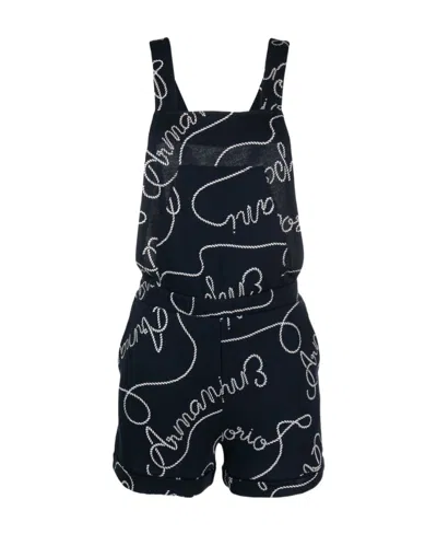 Emporio Armani Logomania-print Sleeveless Playsuit In Black