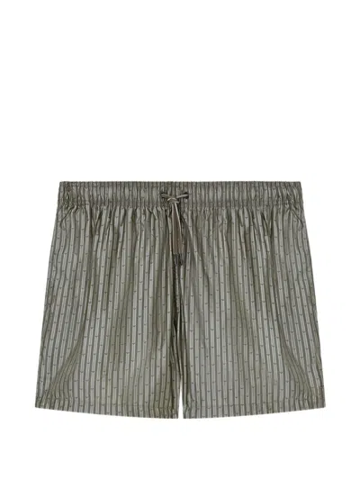 Emporio Armani Logo-pattern Swim Shorts In Green