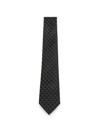 Emporio Armani Logo-pattern Tie In Black