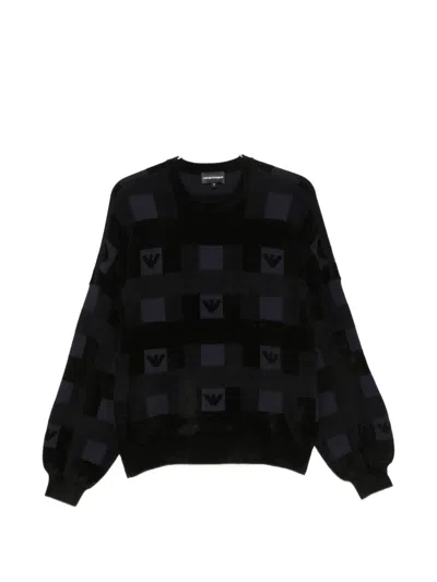 Emporio Armani Logo-patterned Chenille Sweater In Multi