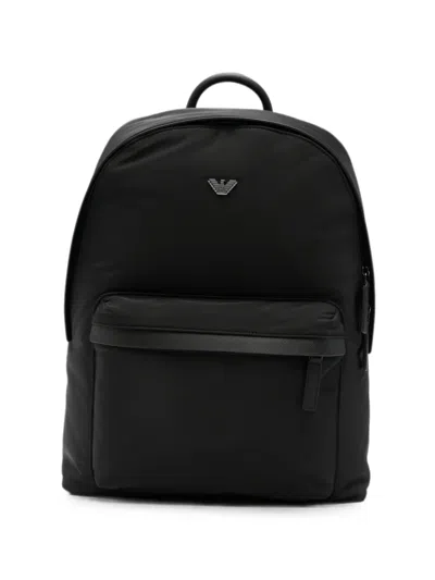 Emporio Armani Logo-plaque Backpack In Black