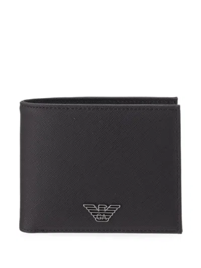 Emporio Armani Logo-plaque Bifold Wallet In Black