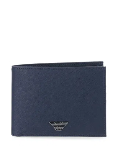 Emporio Armani Logo-plaque Bifold Wallet In Blue
