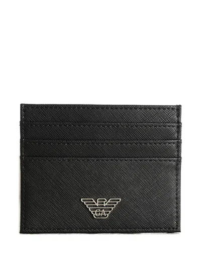 Emporio Armani Logo-plaque Cardholder Wallet In Black