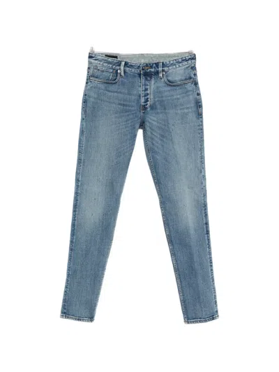 Emporio Armani Logo-plaque Jeans In Blue
