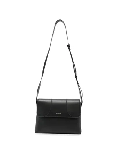 Emporio Armani Logo-plaque Leather Shoulder Bag In Black