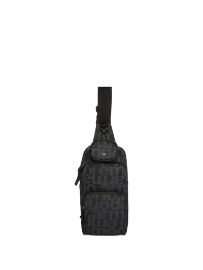 Emporio Armani Kids' Logo-plaque Sling Bag In Black