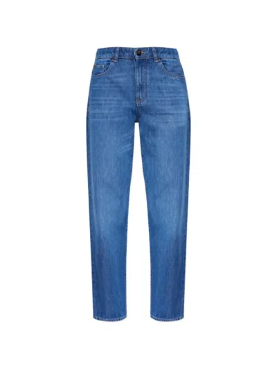 Emporio Armani Logo-plaque Straight-leg Jeans In Blue