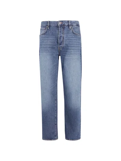 Emporio Armani Wide Leg Denim Jeans Back Pocket Design In Blue