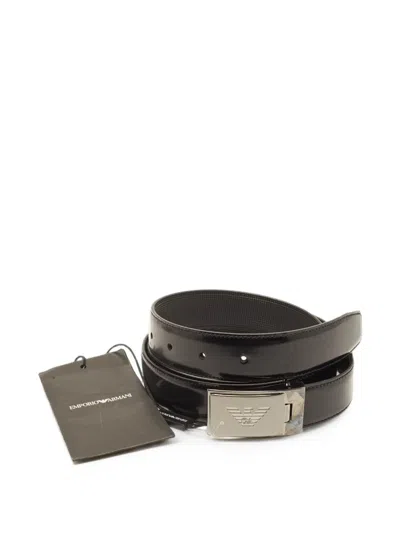 Pre-owned Emporio Armani Logo-plate Buckle Belt In Black