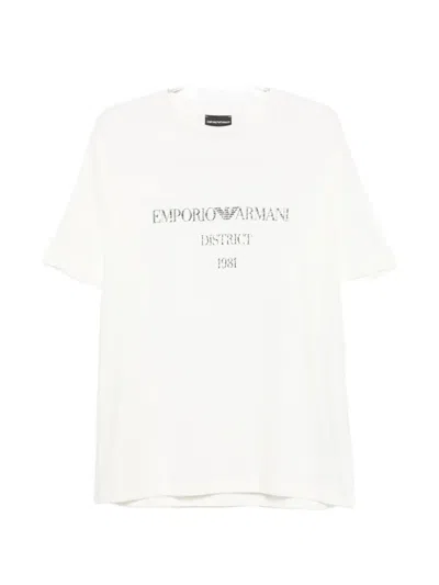 Emporio Armani Logo-print Crew-neck T-shirt In White