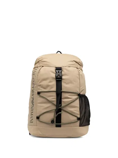 Emporio Armani Kids' Logo-print Drawstring Backpack In Neutral