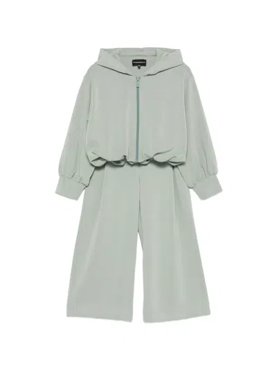 Emporio Armani Kids' Logo-print Hooded Tracksuit In Gray