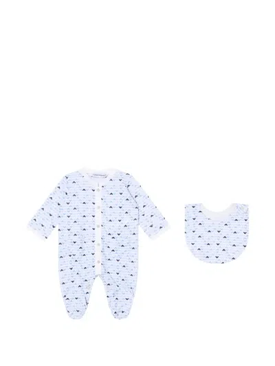 Emporio Armani Babies' Logo-print Pajamas Set In Blue