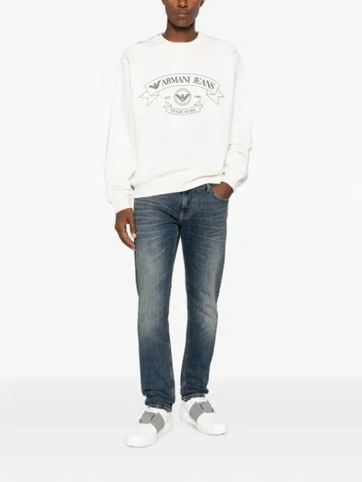 Emporio Armani Logo-print Raglan-sleeve Sweatshirt In White