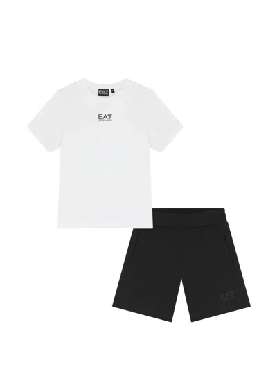Emporio Armani Kids' Logo-print Shorts And T-shirt Set In White