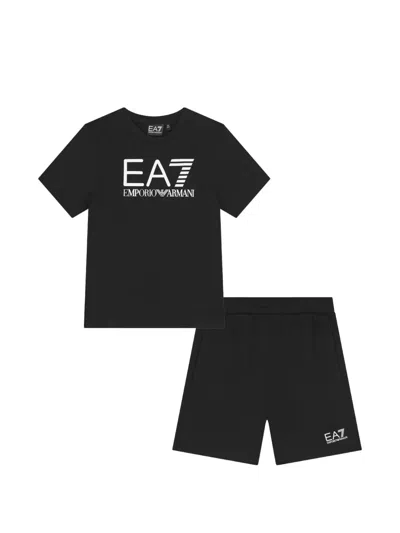 Emporio Armani Kids' Logo-print Shorts Set In Black