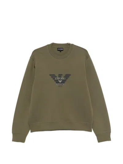 Emporio Armani Logo-print Sweatshirt In Sage Green