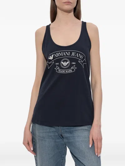 Emporio Armani Logo-print Tank Top In Blue