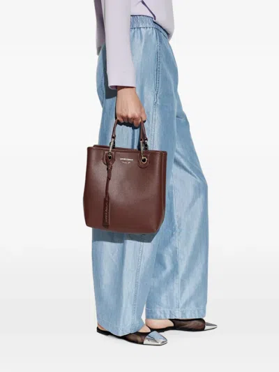 Emporio Armani Logo-print Tote Bag In Brown