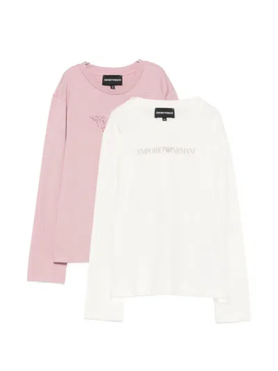 Emporio Armani Kids' Logo-print T-shirts Set (set Of Two) In Pink
