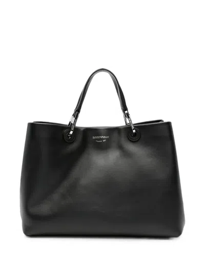 Emporio Armani Logo-stamp Leather Tote Bag In White