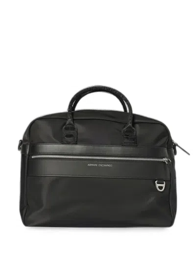 Emporio Armani Logo-tape Laptop Bag In Purple