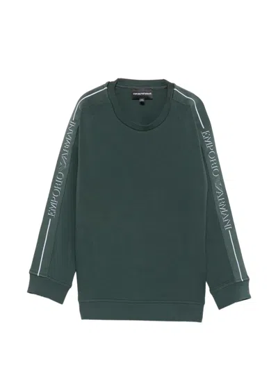 Emporio Armani Logo-tape Long-sleeve Sweatshirt In Green