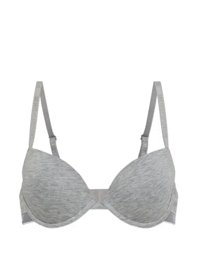 Emporio Armani Logo-tape Underwired Bra In Gray