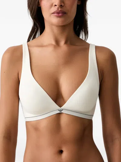 Emporio Armani Logo-underband Triangle Bra In White