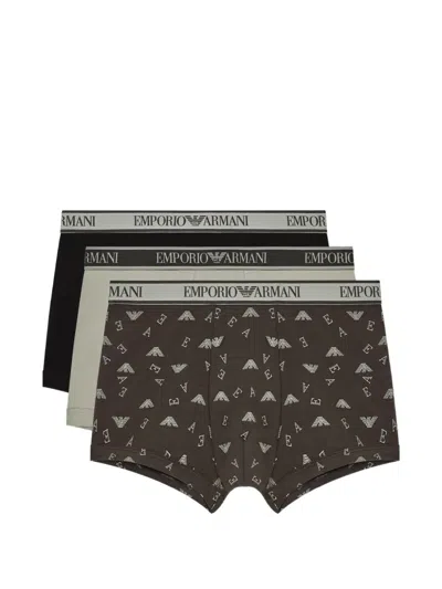 Emporio Armani Logo-waistband Boxers (set Of Three) In Multi
